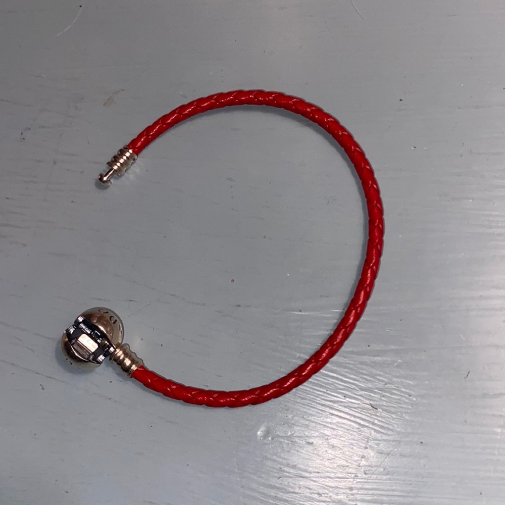 Red leather Pandora bracelet